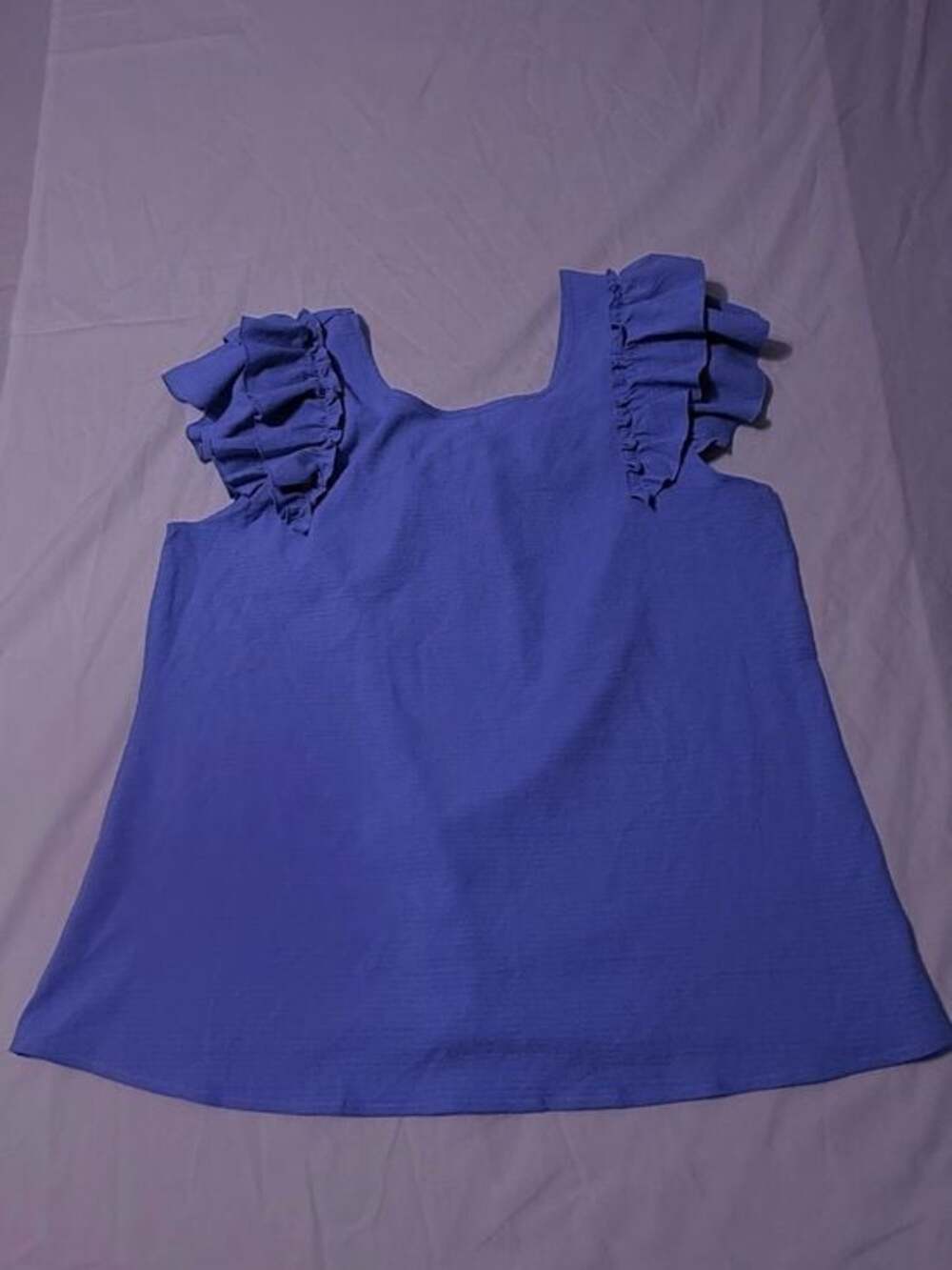 NWT Falechay Blue Ruffle Sleeve Summer Blouse w/ruffle sleeves Top Size XL